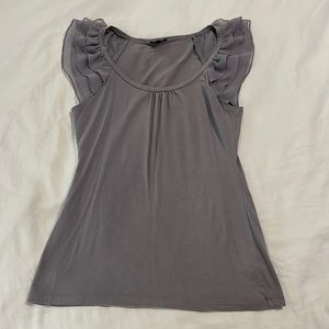 Express Gray T-shirt with flutter sleeve accent